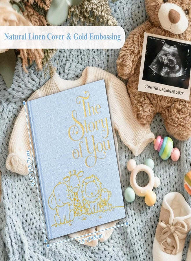 Lanpn Baby Memory Book for Boy Girl - The Story of You, Newborn Babys Book Keepsake Photo Album for New Parents, Linen Cover Baby First 5 Year Milestone Scrapbook Journal (Blue, 154 Pages) - Image 2